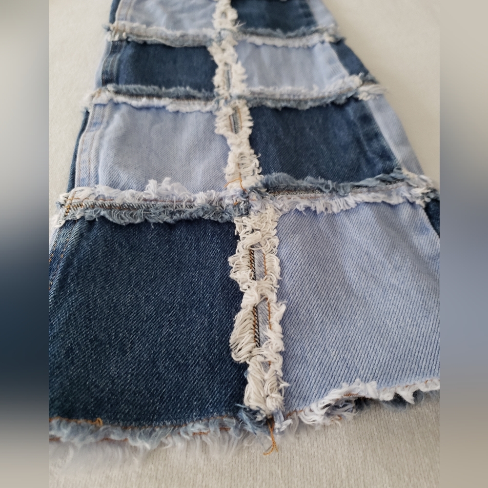 Ragged Priest Patchwork Color Block Frayed Panel … - image 5